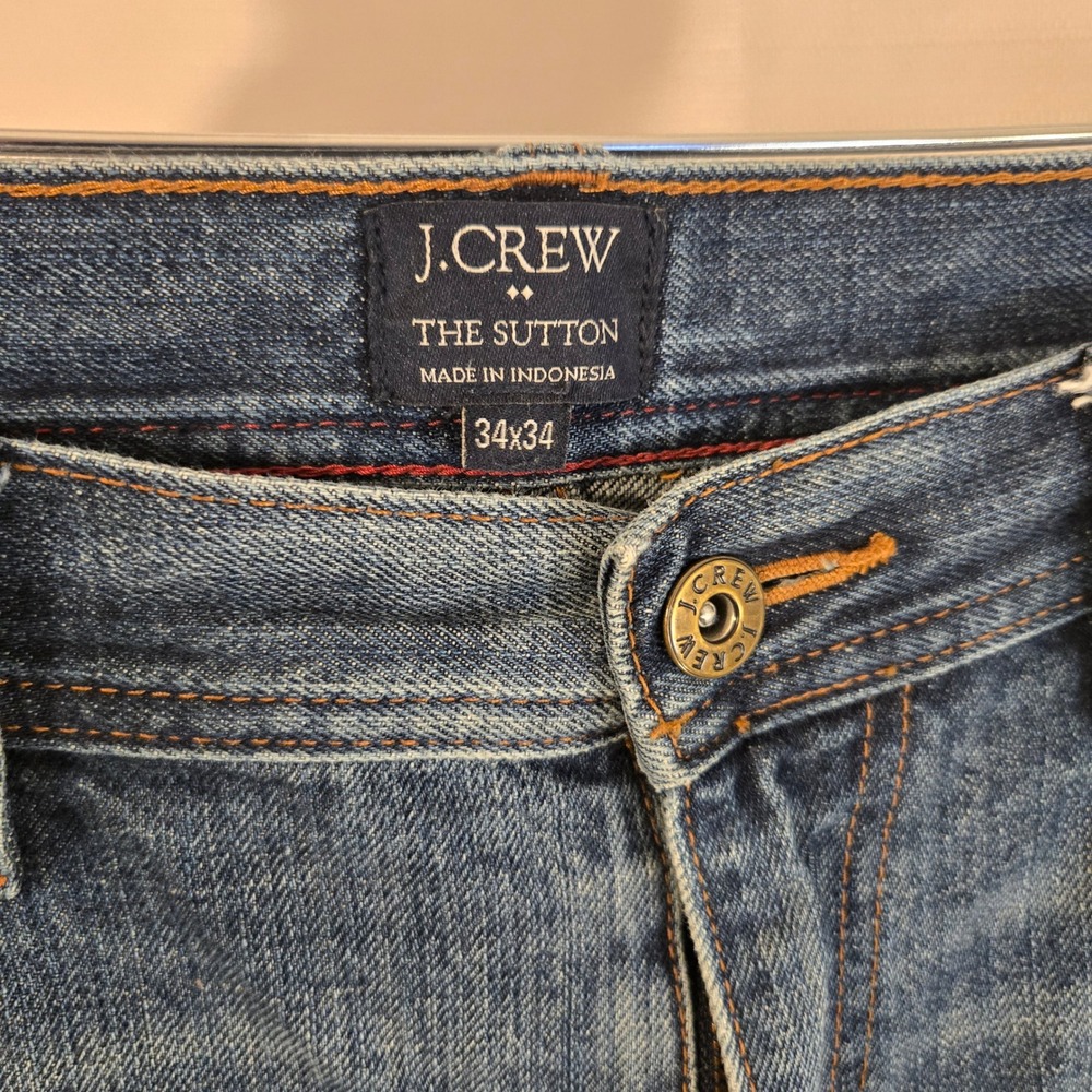 J. Crew The Sutton Mens 34(32)x34(36) Straight Leg Blue Wash Denim Jeans READ‎